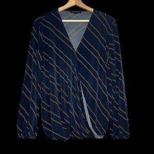 Banana Republic Womens Blouse Navy Gold Chain Design Size L